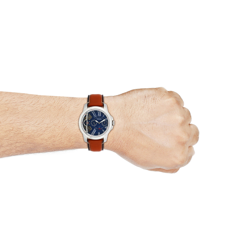  Shop Authentic Fossil Grant Twist Multifunction Blue Dial Brown Leather Strap Watch for Men - ME1161 - Luxxuri