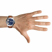  Shop Authentic Fossil Grant Twist Multifunction Blue Dial Brown Leather Strap Watch for Men - ME1161 - Luxxuri
