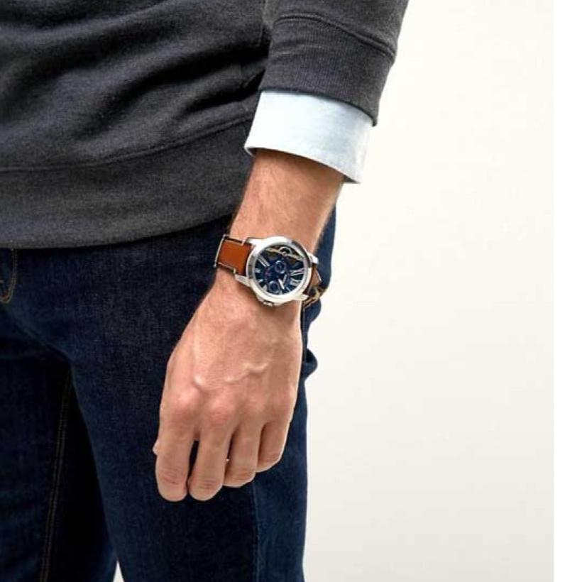  Shop Authentic Fossil Grant Twist Multifunction Blue Dial Brown Leather Strap Watch for Men - ME1161 - Luxxuri