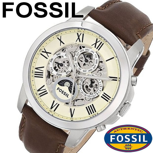  Shop Authentic Fossil Grant Automatic White Dial Brown Leather Strap Watch for Men -  ME3027 - Luxxuri