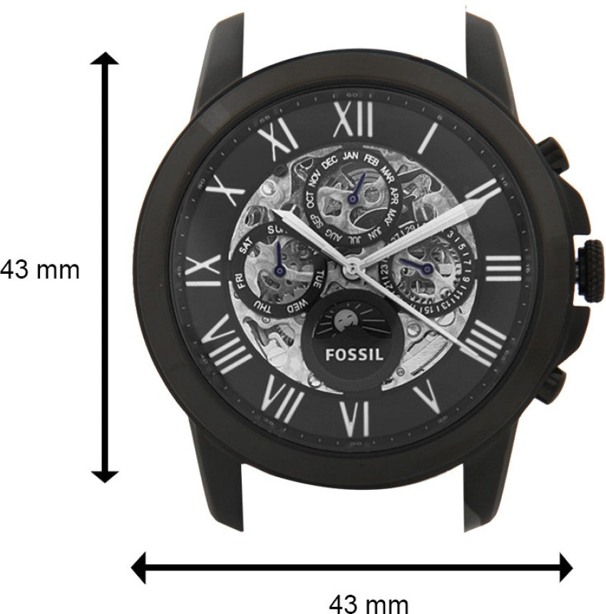  Shop Authentic Fossil Grant Automatic Black Dial Black Leather Strap Watch for Men - ME3028 - Luxxuri