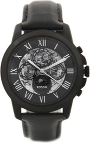  Shop Authentic Fossil Grant Automatic Black Dial Black Leather Strap Watch for Men - ME3028 - Luxxuri