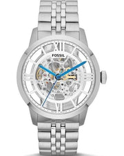  Shop Authentic Fossil Townsman Automatic Skeleton Silver Dial Silver Steel Strap Watch for Men - ME3044 - Luxxuri