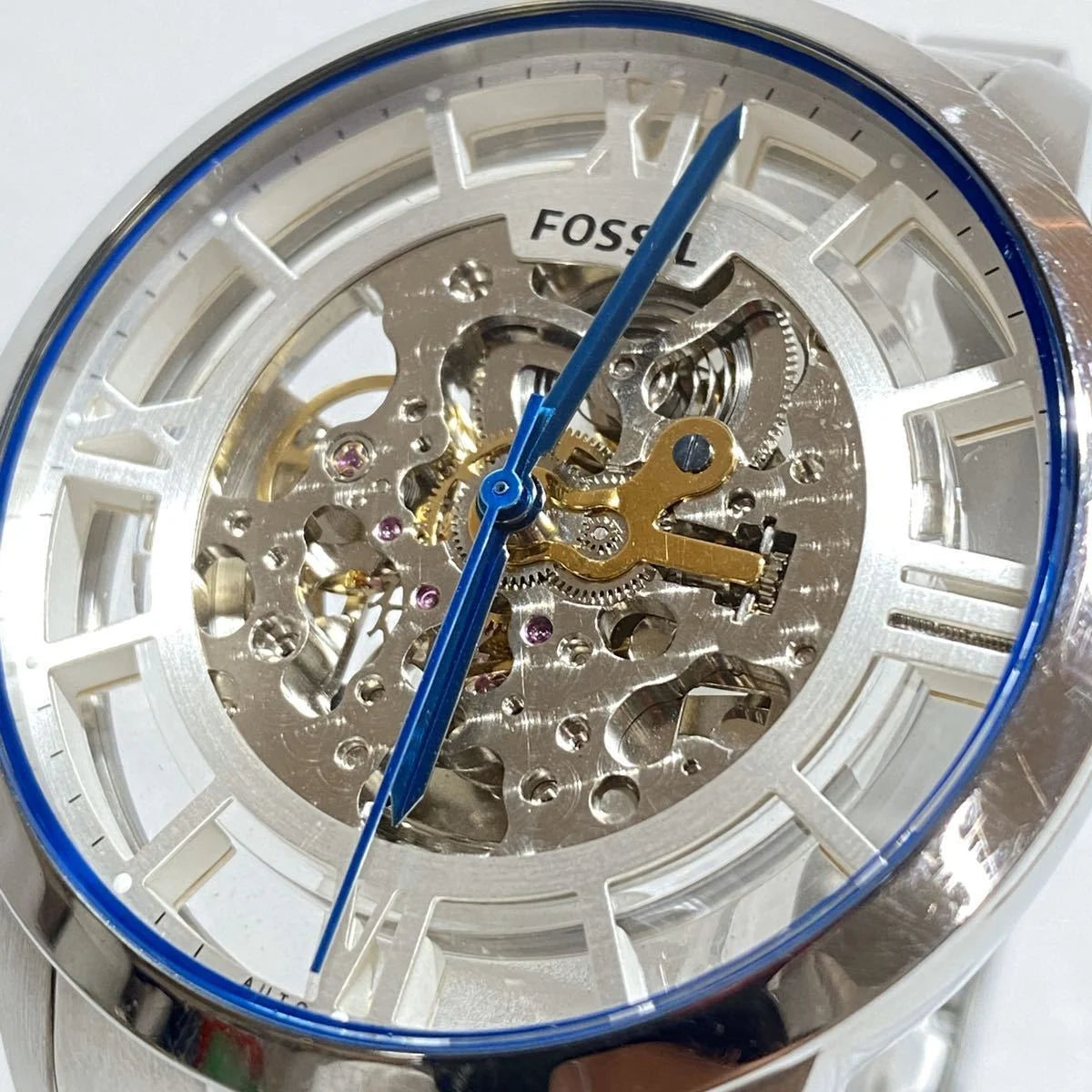  Shop Authentic Fossil Townsman Automatic Skeleton Silver Dial Silver Steel Strap Watch for Men - ME3044 - Luxxuri