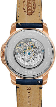  Shop Authentic Fossil Grant Mechanical Blue Dial Blue Leather Strap Watch for Men - ME3054 - Luxxuri