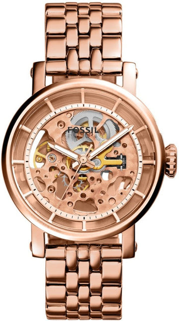  Shop Authentic Fossil Boyfriend Automatic Skeleton Rose Gold Dial Rose Gold Steel Strap Watch for Women - ME3065 - Luxxuri