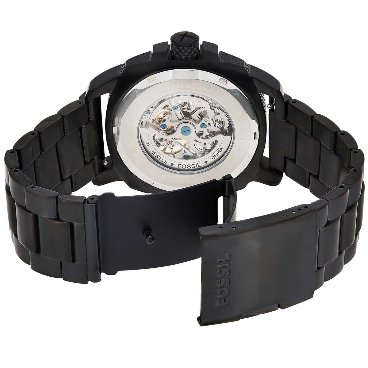  Shop Authentic Fossil Modern Machine Automatic Skeleton Grey Dial Black Steel Strap Watch for Men - ME3134 - Luxxuri