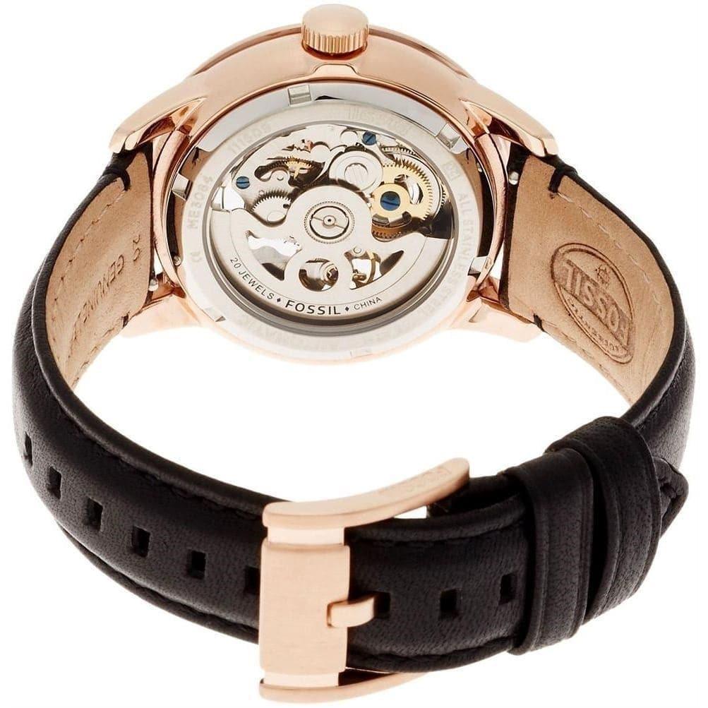  Shop Authentic Fossil Townsman Automatic Skeleton Black Dial Black Leather Strap Watch for Men - ME3084 - Luxxuri