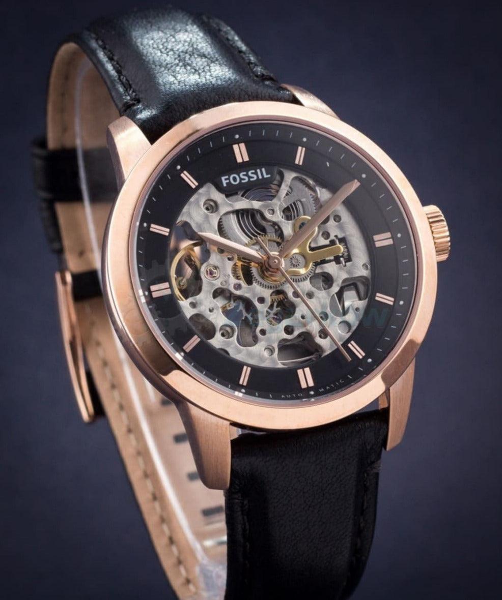  Shop Authentic Fossil Townsman Automatic Skeleton Black Dial Black Leather Strap Watch for Men - ME3084 - Luxxuri