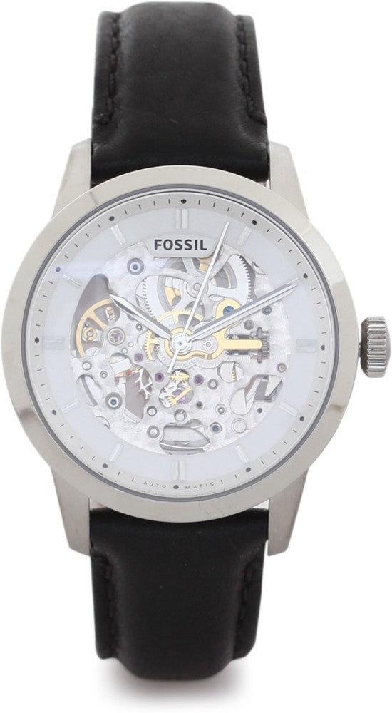  Shop Authentic Fossil Townsman Automatic Skeleton White Dial Black Leather Strap Watch for Men - ME3085 - Luxxuri