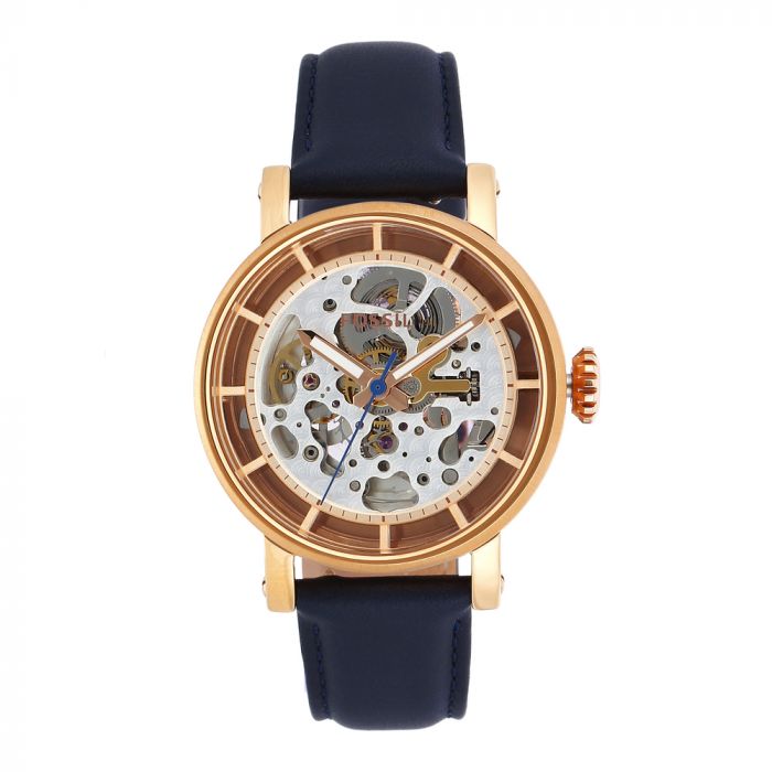  Shop Authentic Fossil Original Boyfriend Skeleton White Dial Blue Leather Strap Watch for Women - ME3086 - Luxxuri