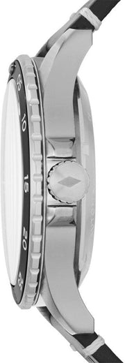  Shop Authentic Fossil Crewmaster Sports Automatic Black Dial Black Leather Strap Watch for Men - ME3148 - Luxxuri