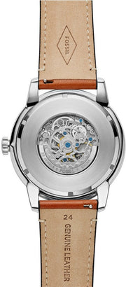  Shop Authentic Fossil Townsman Automatic Skeleton Blue Dial Brown Leather Strap Watch for Men - ME3154 - Luxxuri
