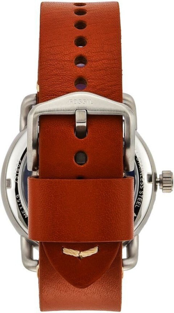  Shop Authentic Fossil Commuter Automatic Skeleton Blue Dial Brown Leather Strap Watch for Men - ME3159 - Luxxuri