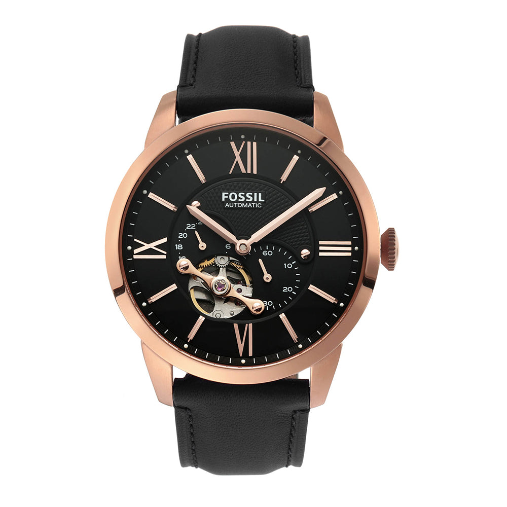  Shop Authentic Fossil Townsman Automatic Black Dial Black Leather Strap Watch for Men - ME3170 - Luxxuri