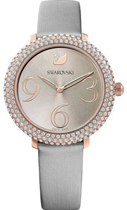  Shop Authentic Swarovski Crystal Frost Grey Dial Grey Leather Strap Watch for Women - 5484067 - Luxxuri
