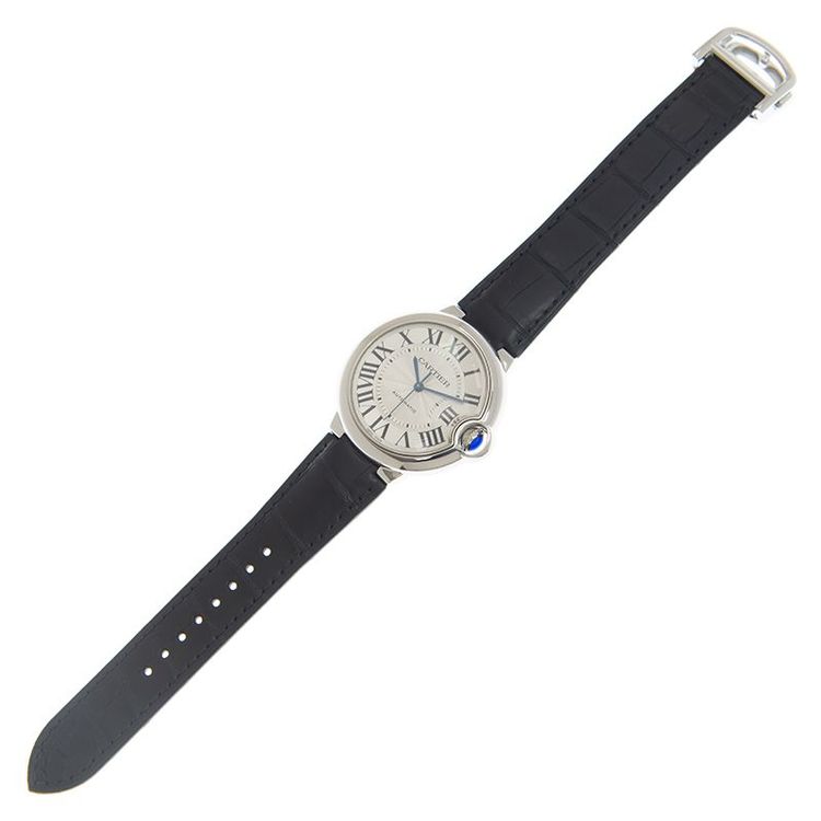  Shop Authentic Cartier Ballon Bleu De Cartier Silver Dial Black Leather Strap Watch for Women - WSBB0028 - Luxxuri