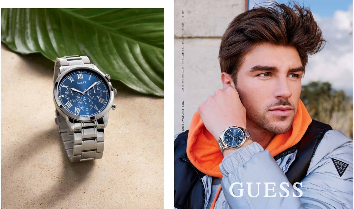  Shop Authentic Guess Hendrix Chronograph Blue Dial Silver Steel Strap Watch for Men - W1309G1 - Luxxuri