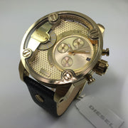  Shop Authentic Diesel Mr Daddy Gold Dial Black Leather Strap Watch For Men - DZ7363 - Luxxuri