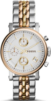  Shop Authentic Fossil Boyfriend Chronograph White Dial Two Tone Steel Strap Watch for Women - ES3840 - Luxxuri