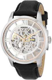  Shop Authentic Fossil Townsman Automatic Skeleton Silver Dial Black Leather Strap Watch for Men - ME3041 - Luxxuri