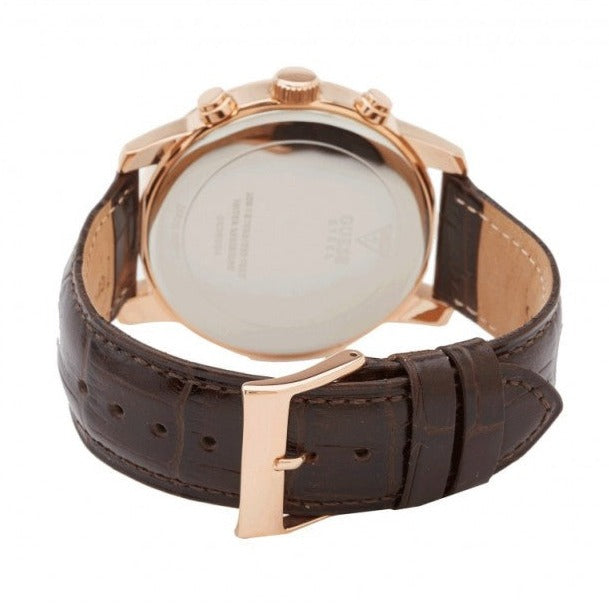  Shop Authentic Guess Horizon Quartz Champagne Dial Brown Leather Strap Watch For Women - W0380G4 - Luxxuri