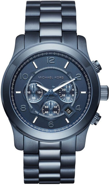  Shop Authentic Michael Kors Runway Chronograph Blue Dial Blue Steel Strap Watch For Men - MK8538 - Luxxuri