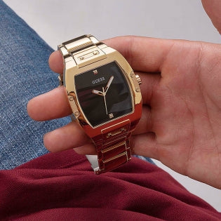  Shop Authentic Guess Phoenix Black Dial Gold Steel Strap Watch for Men - GW0387G2 - Luxxuri