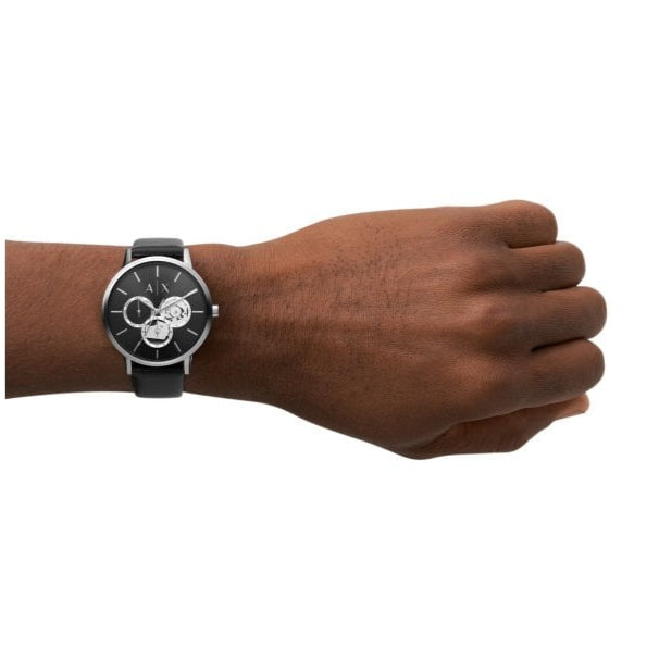  Shop Authentic Armani Exchange Cayde Chronograph Black Dial Black Leather Strap Watch for Men - AX2745 - Luxxuri