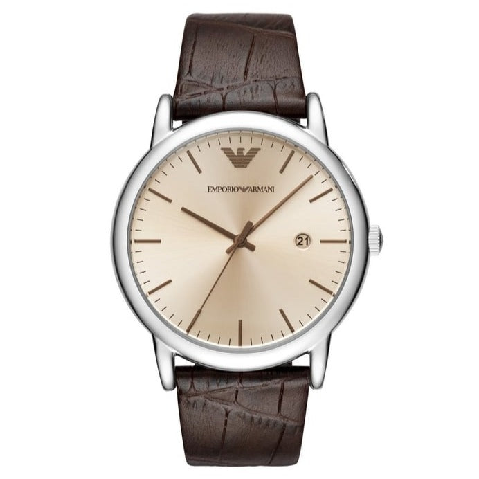  Shop Authentic Emporio Armani Luigi Analog Bronze Dial Brown Leather Strap Watch For Men - AR11096 - Luxxuri
