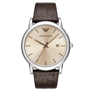  Shop Authentic Emporio Armani Luigi Analog Bronze Dial Brown Leather Strap Watch For Men - AR11096 - Luxxuri