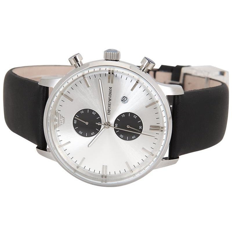  Shop Authentic Emporio Armani Gianni White Dial Black Leather Strap Watch For Men - AR0385 - Luxxuri