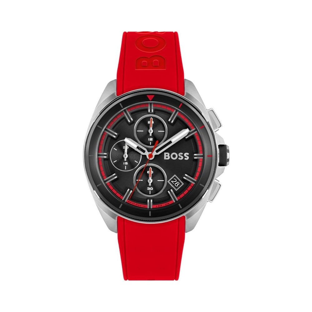  Shop Authentic Hugo Boss Volane Black Dial Red Rubber Strap Watch for Men - 1513959 - Luxxuri