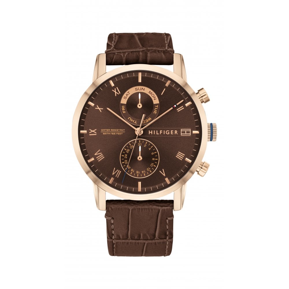  Shop Authentic Tommy Hilfiger Kane Brown Dial Brown Leather Strap Watch for Men - 1710400 - Luxxuri