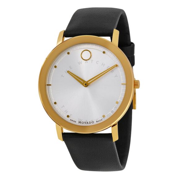  Shop Authentic Movado TC Silver Dial Black Leather Strap Watch For Men - 606695 - Luxxuri