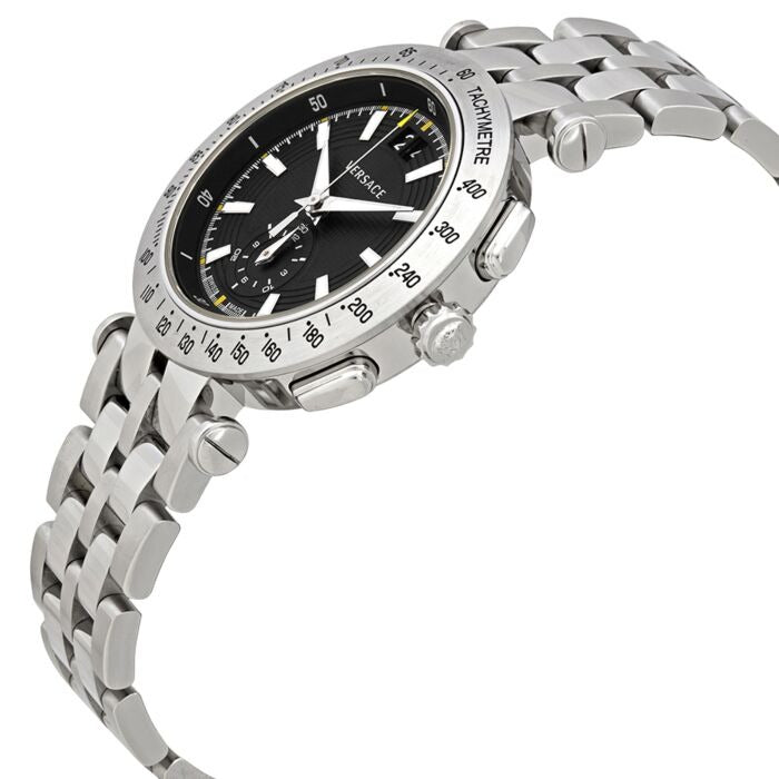  Shop Authentic Versace V-Race Sport Black Dial Silver Steel Strap Watch for Men - VAH010016 - Luxxuri