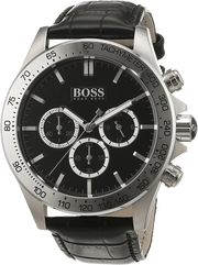  Shop Authentic Hugo Boss Ikon Black Dial Black Leather Strap Watch for Men - 1513178 - Luxxuri