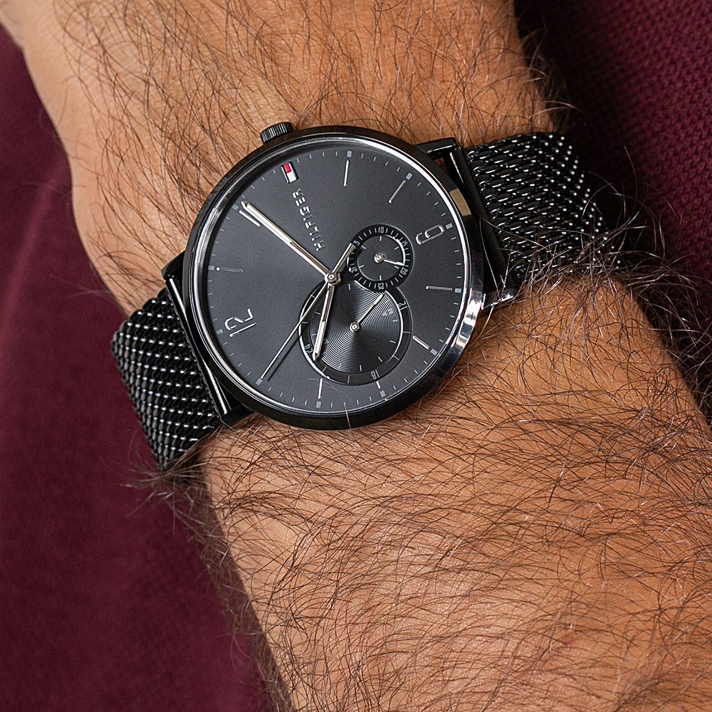  Shop Authentic Tommy Hilfiger Brooklyn Black Dial Black Mesh Bracelet Watch for Men - 1791507 - Luxxuri