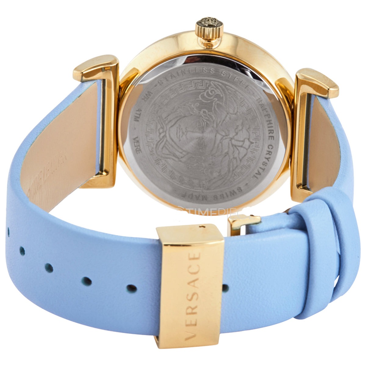 Shop Authentic Versace V-Motif Grey Dial Blue Leather Strap Watch for Women - VERE00318 - Luxxuri