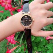  Shop Authentic Versace Greca Meander Black Dial Black Leather Strap Watch for Women - VELW00420 - Luxxuri