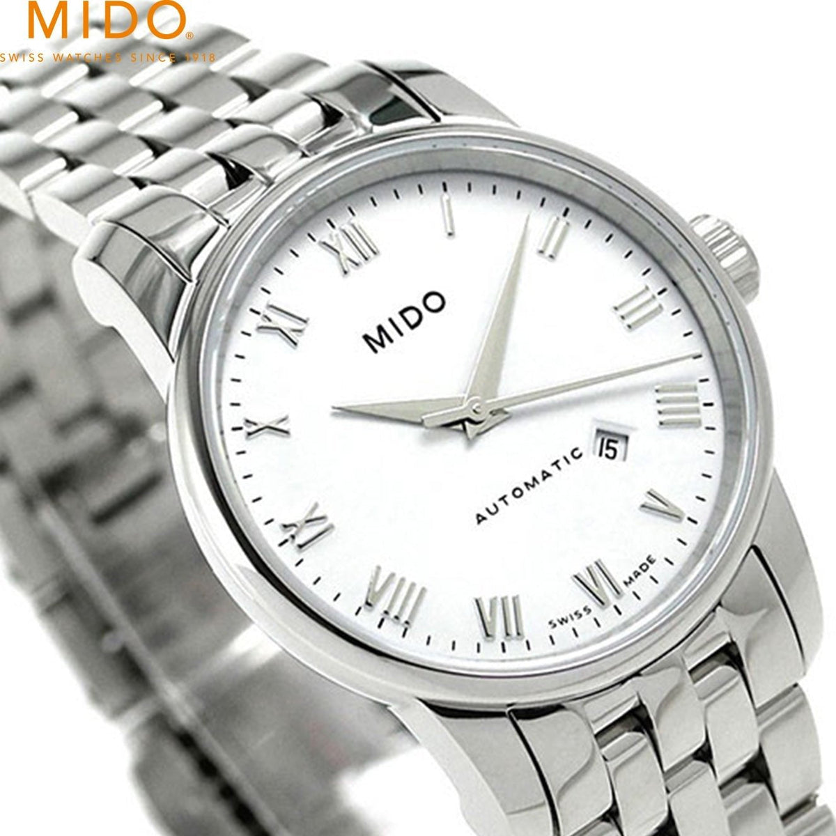  Shop Authentic Mido Baroncelli III Automatic White Dial Silver Steel Strap Watch For Women - M7600.4.26.1 - Luxxuri