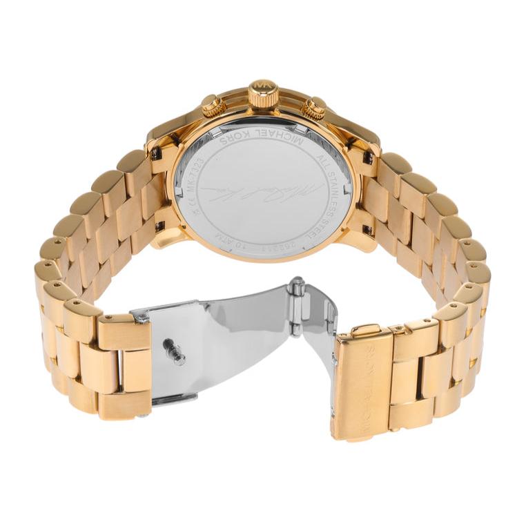  Shop Authentic Michael Kors Runway Chronograph Gold Dial Gold Steel Strap Watch For Women - MK7323 - Luxxuri