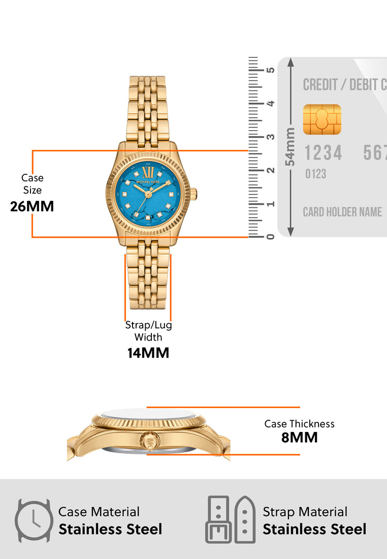  Shop Authentic Michael Kors Lexington Three Hand Blue Dial Gold Steel Strap Watch for Women - MK4813 - Luxxuri