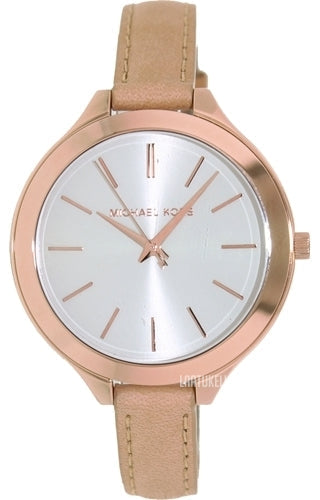  Shop Authentic Michael Kors Runway Slim Quartz White Dial Beige Leather Strap Watch For Women - MK2284 - Luxxuri
