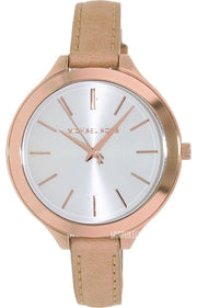  Shop Authentic Michael Kors Runway Slim Quartz White Dial Beige Leather Strap Watch For Women - MK2284 - Luxxuri