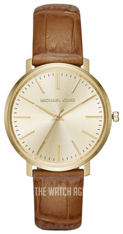  Shop Authentic Michael Kors Jaryn Quartz Gold Dial Brown Leather Strap Watch For Women - MK2496 - Luxxuri
