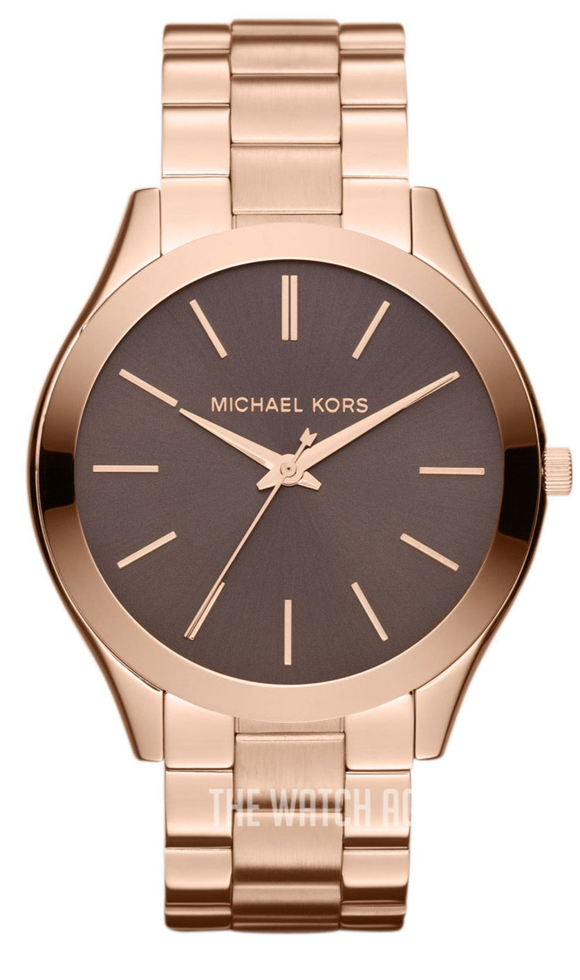  Shop Authentic Michael Kors Slim Runway Brown Dial Rose Gold Stainless Steel Strap Watch for Women - MK3181 - Luxxuri