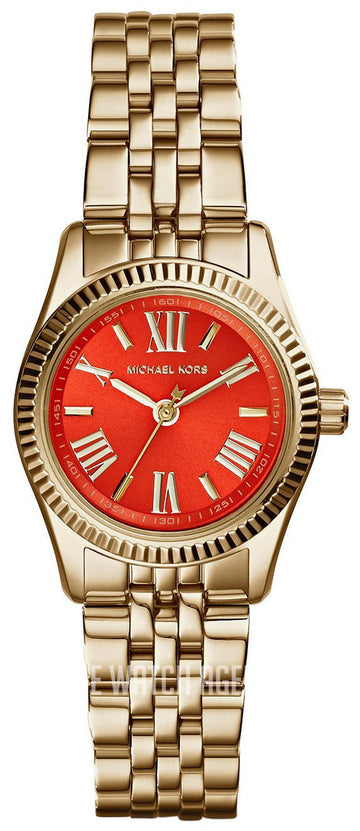  Shop Authentic Michael Kors Lexington Quartz Orange Dial Gold Steel Strap Watch For Women - MK3284 - Luxxuri
