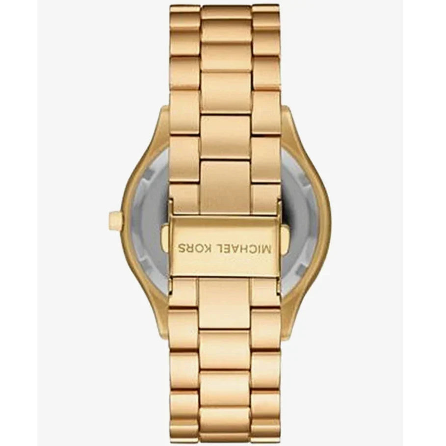  Shop Authentic Michael Kors Slim Runway Quartz Gold Dial Gold Steel Strap Watch For Women - MK4501 - Luxxuri