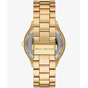  Shop Authentic Michael Kors Slim Runway Quartz Gold Dial Gold Steel Strap Watch For Women - MK4501 - Luxxuri